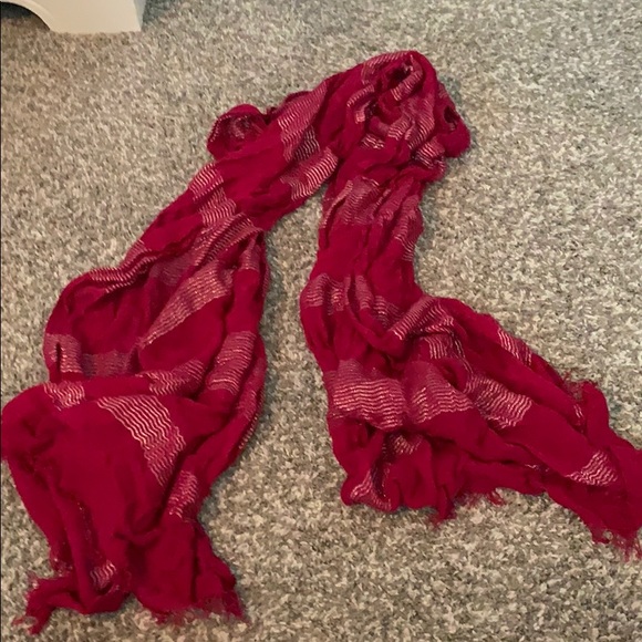 Scrunched Pink with Silver Stripes & Fringe - Picture 1 of 2